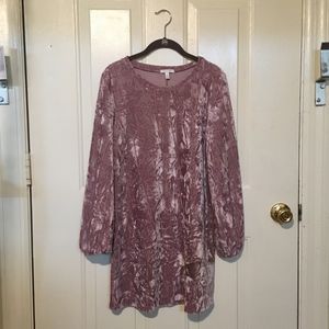 ABOUND Pink Long Sleeve Crushed Velvet Dress